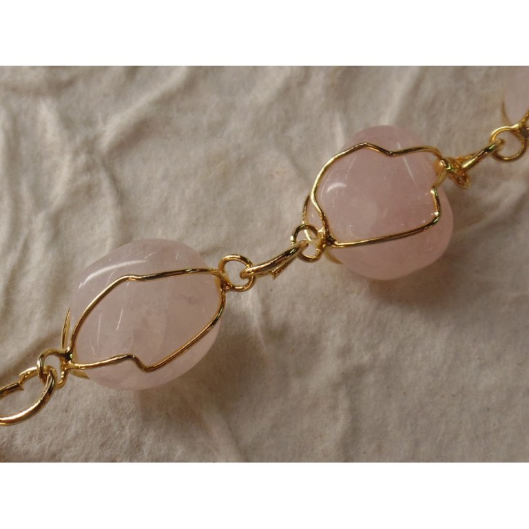 Bracelet en perles quartz rose