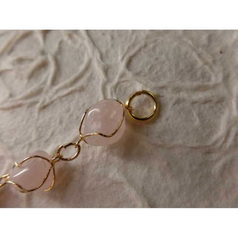 Bracelet en perles quartz rose