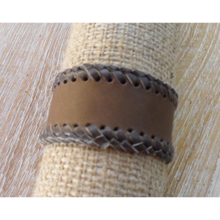 Bracelet cuir marron tressage