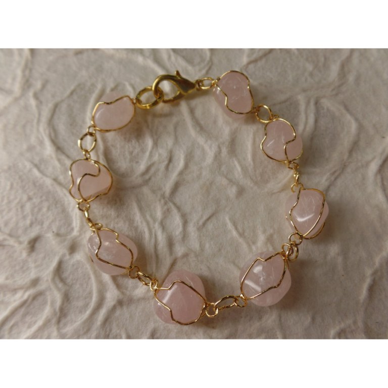 Bracelet en perles quartz rose