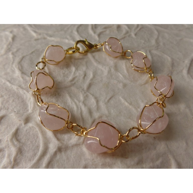 Bracelet en perles quartz rose