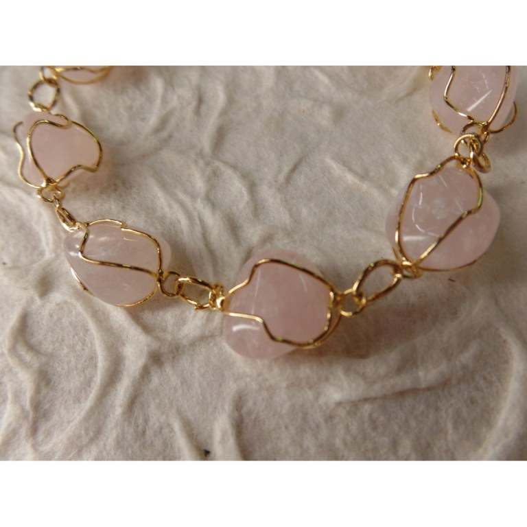 Bracelet en perles quartz rose