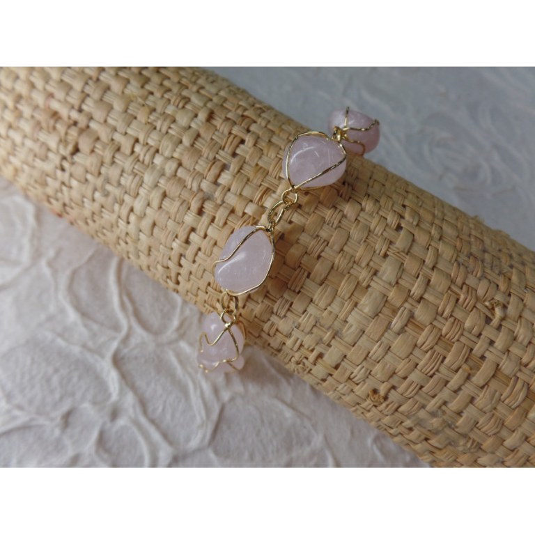 Bracelet en perles quartz rose
