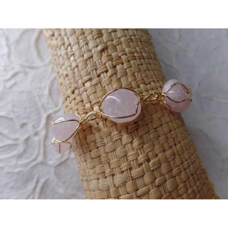 Bracelet en perles quartz rose