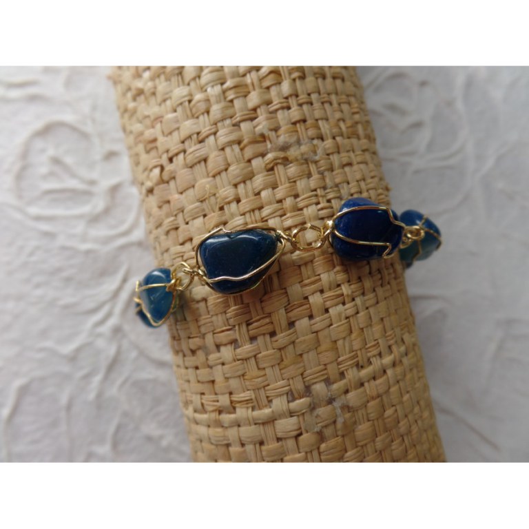 Bracelet en perles agate bleue