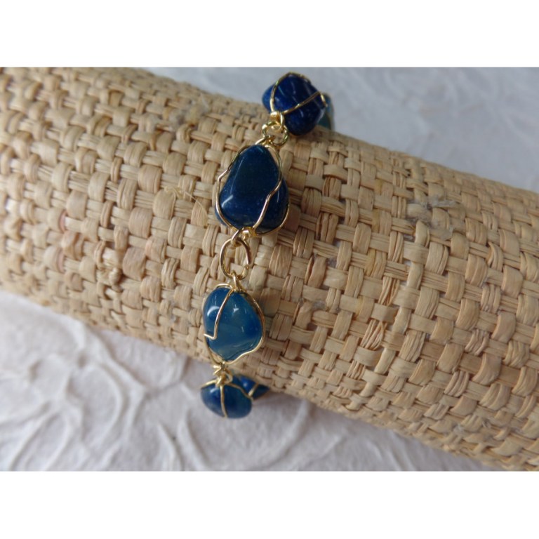 Bracelet en perles agate bleue