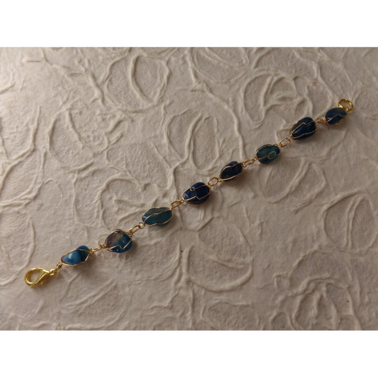 Bracelet en perles agate bleue