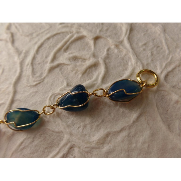 Bracelet en perles agate bleue