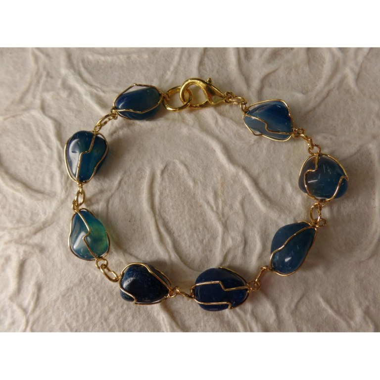 Bracelet en perles agate bleue