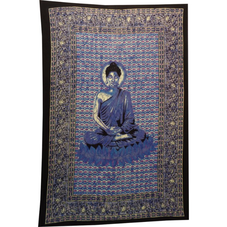 Tenture Bouddha zen bleu/rose