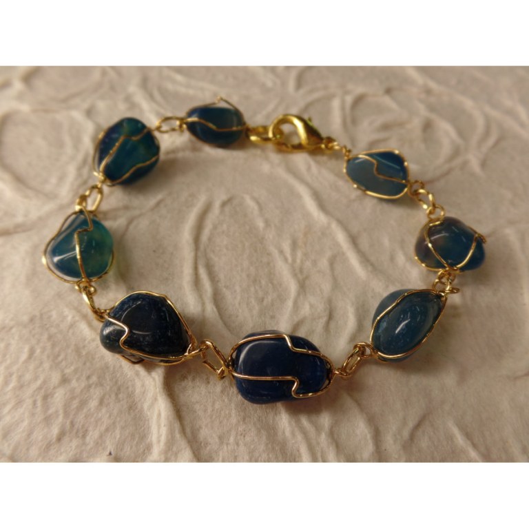 Bracelet en perles agate bleue