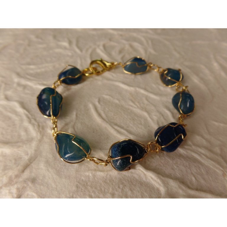 Bracelet en perles agate bleue