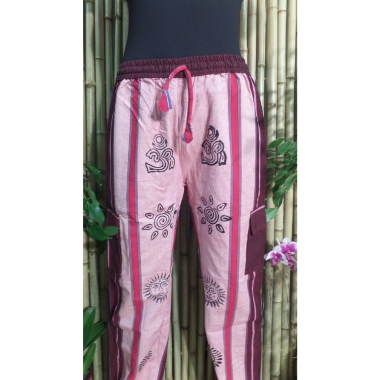 Pantalon Thamel rose/bordeaux