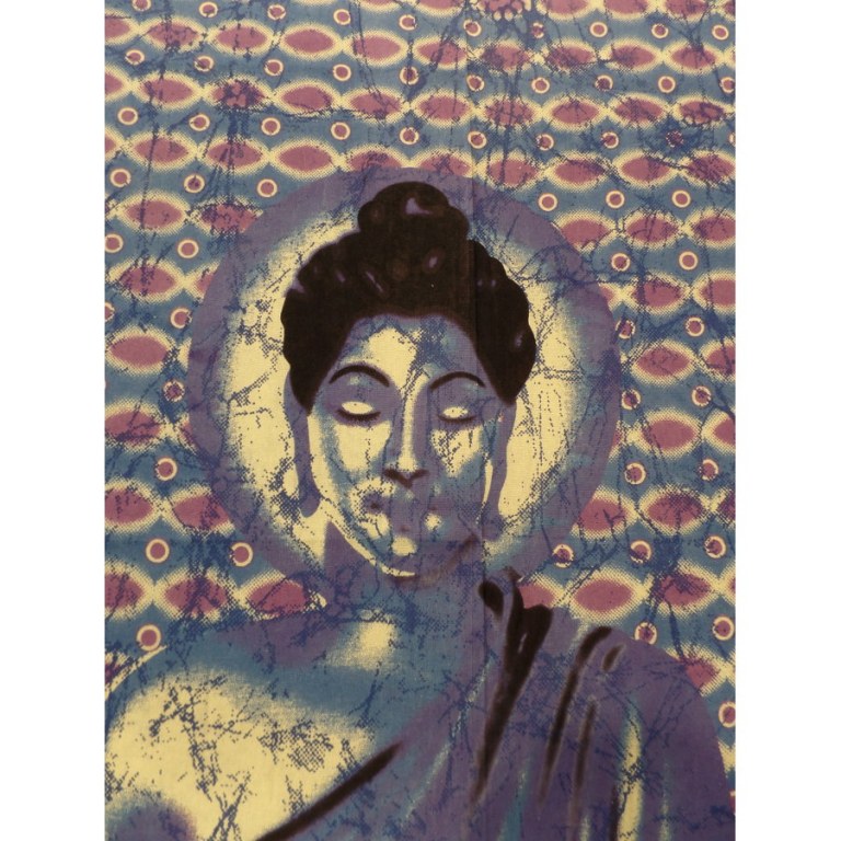 Tenture Bouddha zen bleu/rose