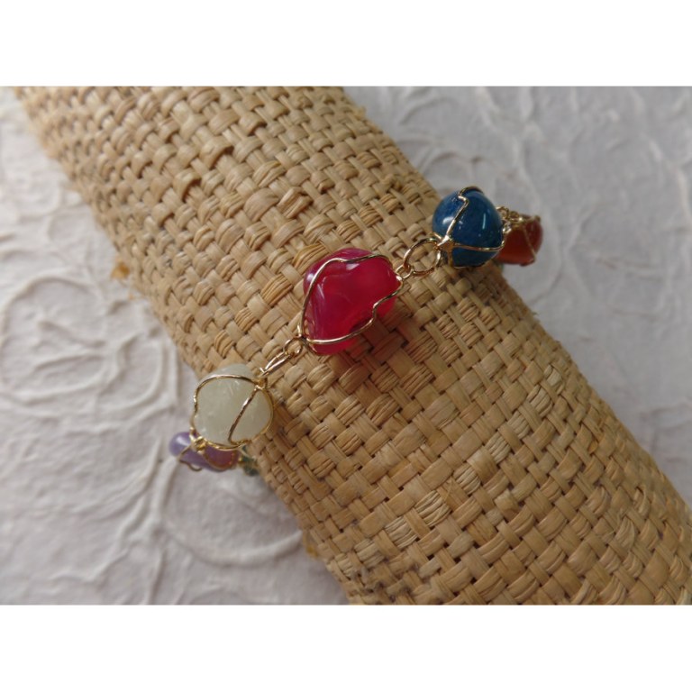 Bracelet en perles pierres naturelles colorées