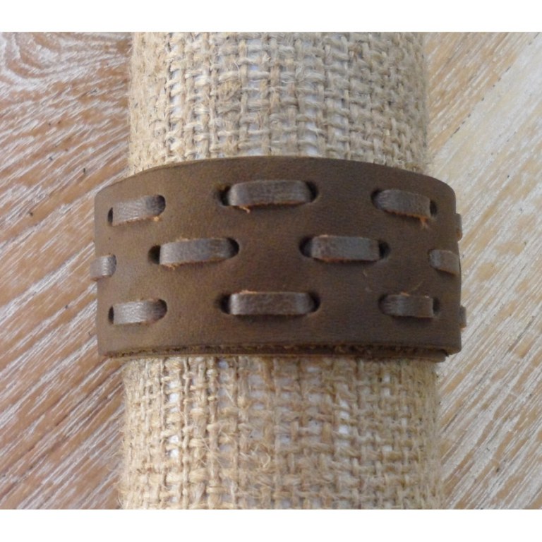 Bracelet cuir tisé marron