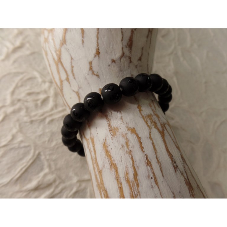 Mala de poignet onyx noire Om mani padme hum