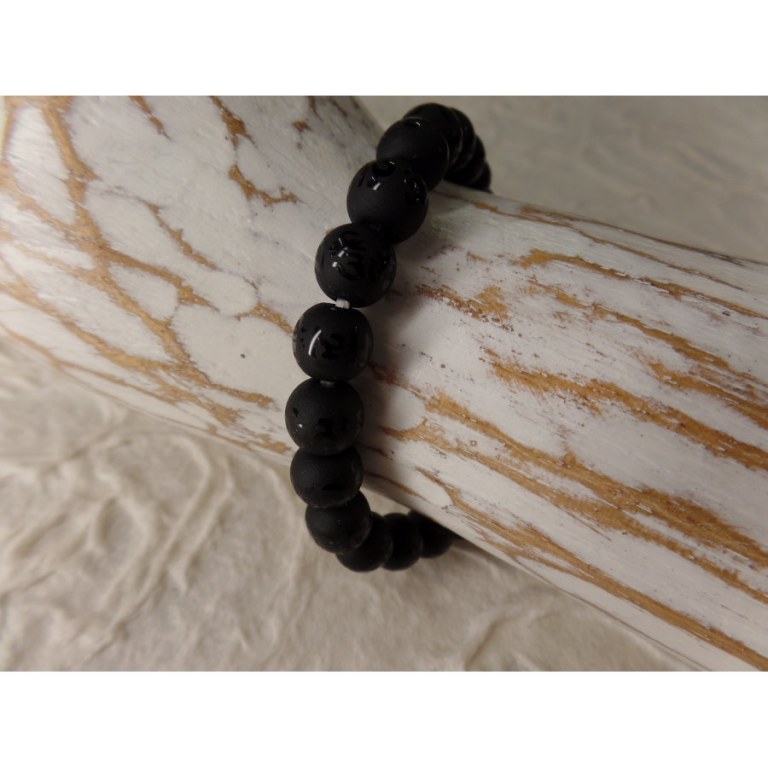 Mala de poignet onyx noire Om mani padme hum