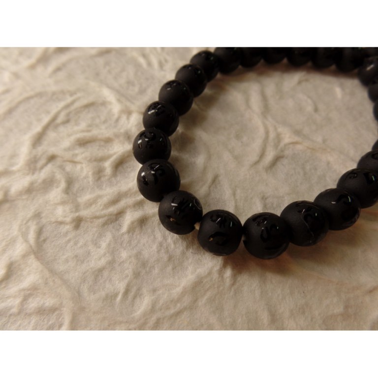 Mala de poignet onyx noire Om mani padme hum