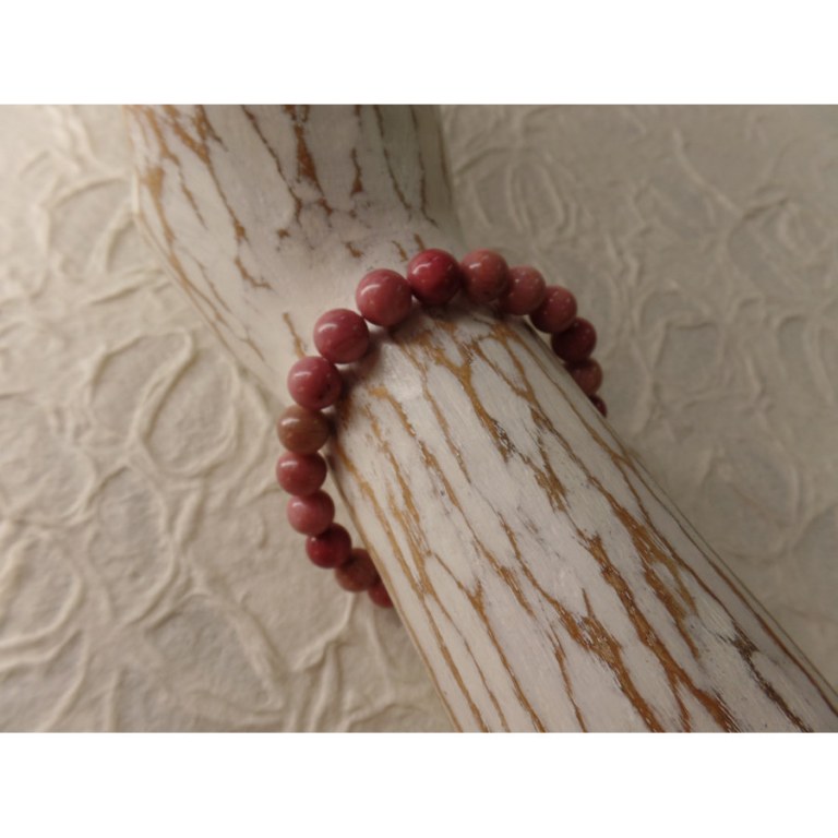 Mala de poignet en rhodonite rose