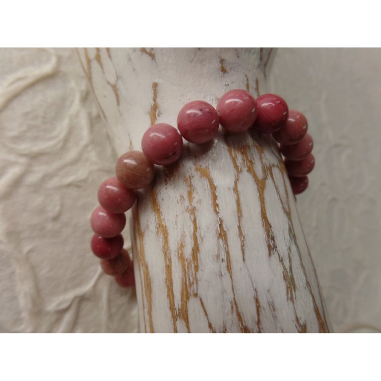 Mala de poignet en rhodonite rose