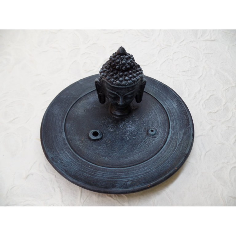 Porte encens noir/bleu tête de Bouddha