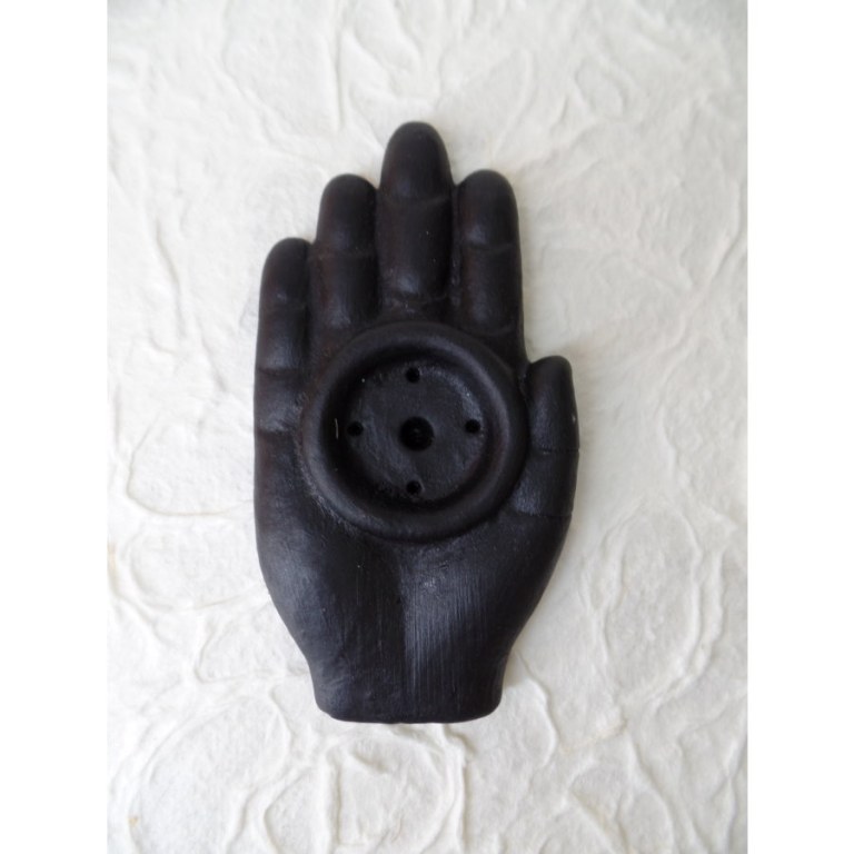 Petit porte encens noir main de Bouddha 