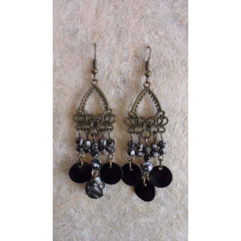 Pendants d'oreilles noires Anchali