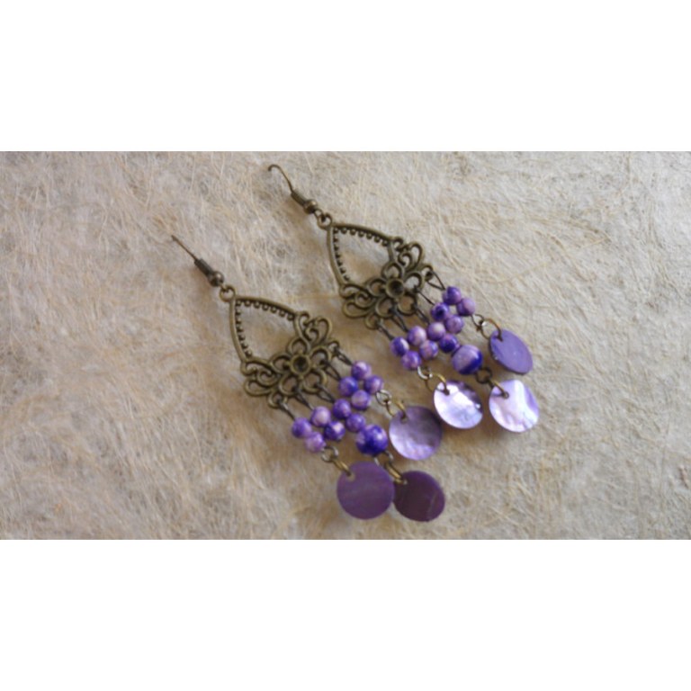 Pendants d'oreilles mauves Anchali