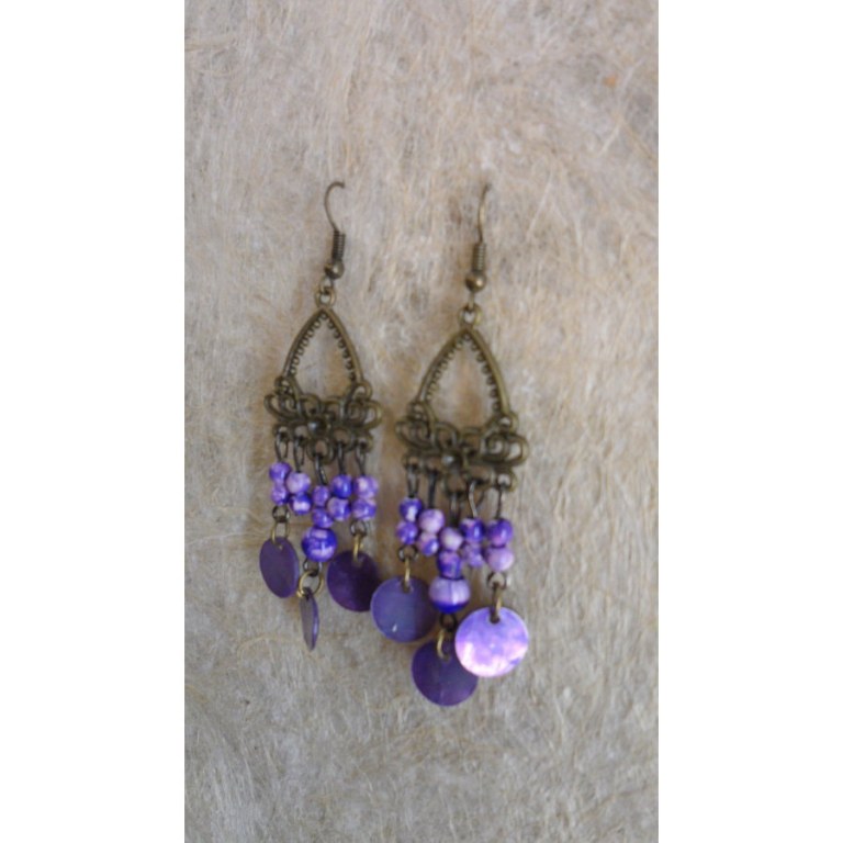 Pendants d'oreilles mauves Anchali