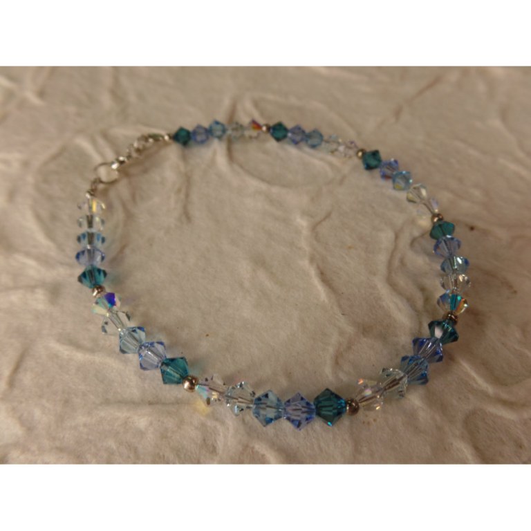 Bracelet perles cristal camaieu bleu