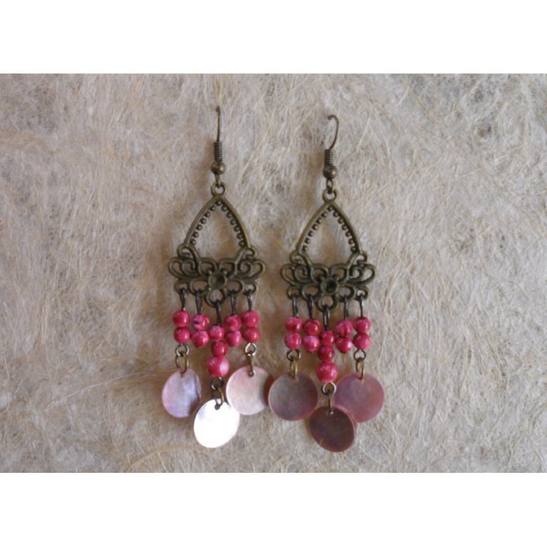 Pendants d'oreilles roses Anchali