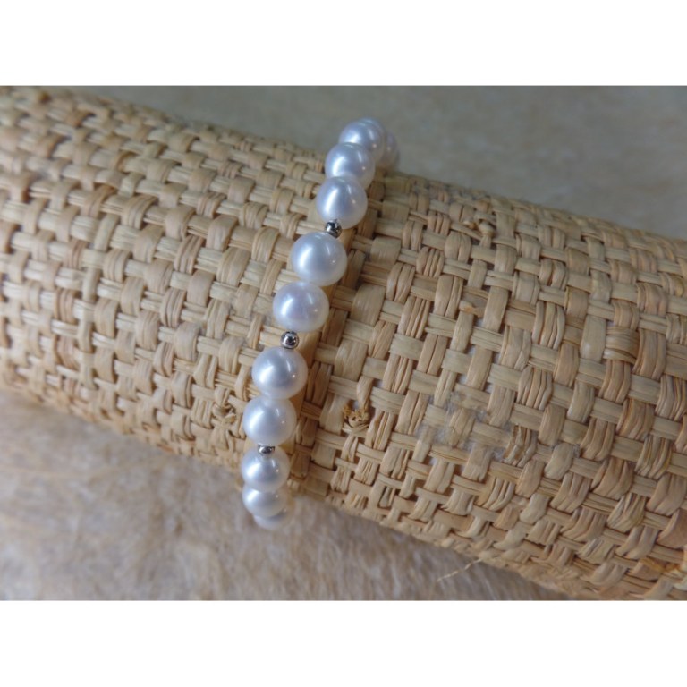 Bracelet blanc perles corail rondes