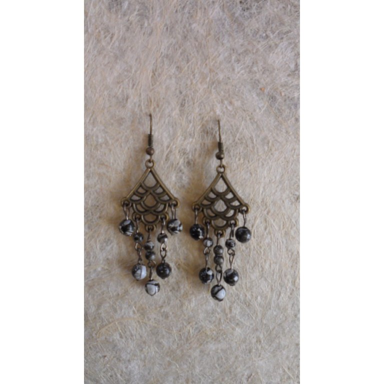 Pendants d'oreilles noires/blanches Malec 