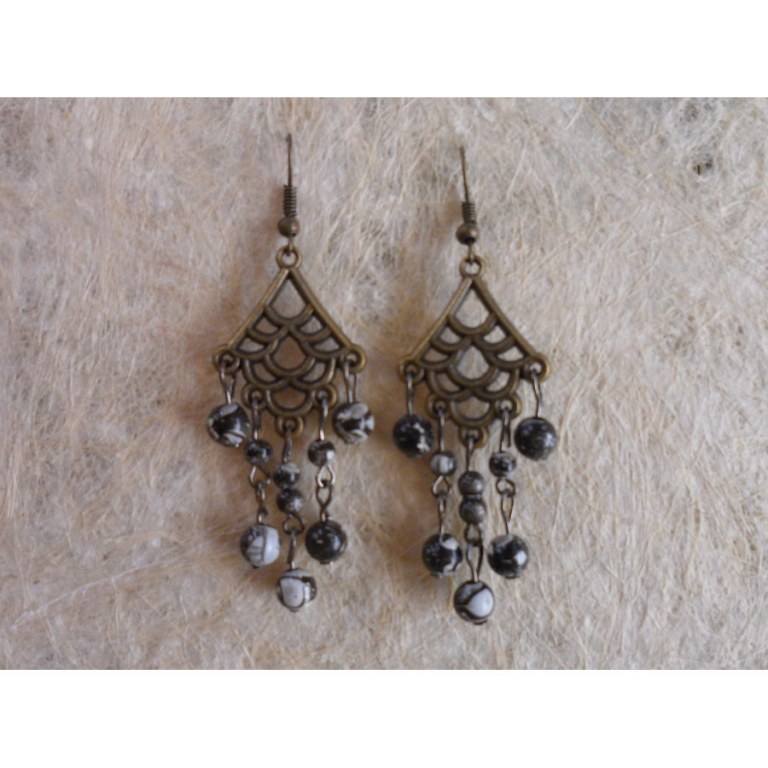 Pendants d'oreilles noires/blanches Malec 