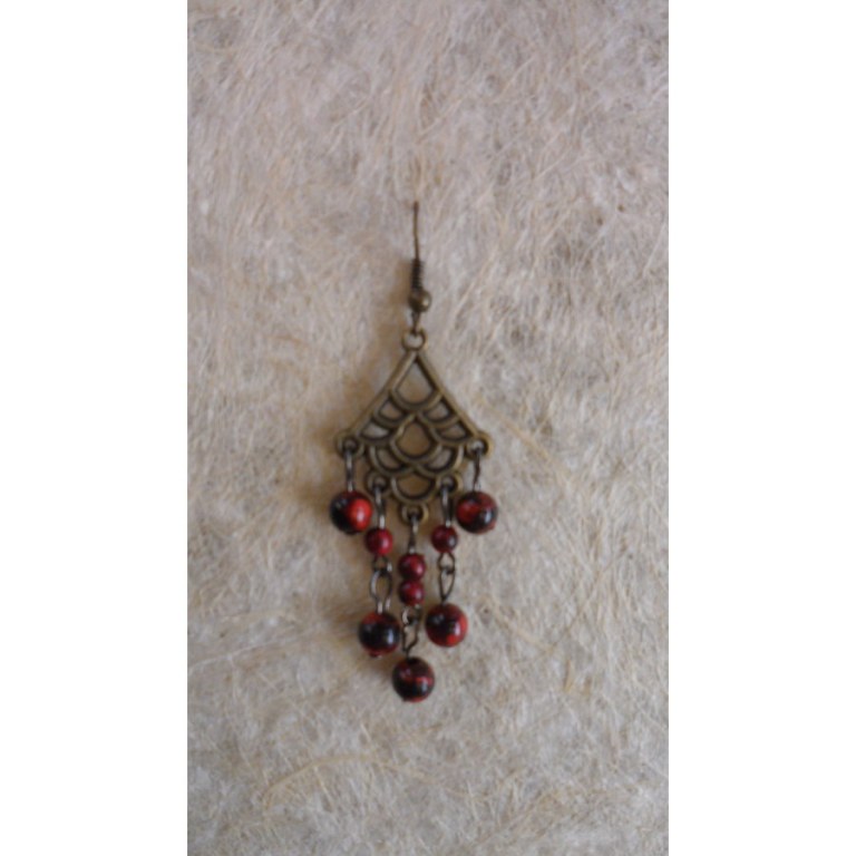 Pendants d'oreilles rouges/noires Malec