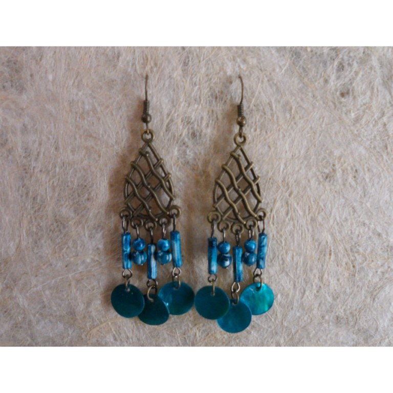 Pendants d'oreilles Hansa bleu