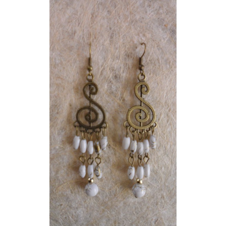 Pendants d'oreilles phelng blanc