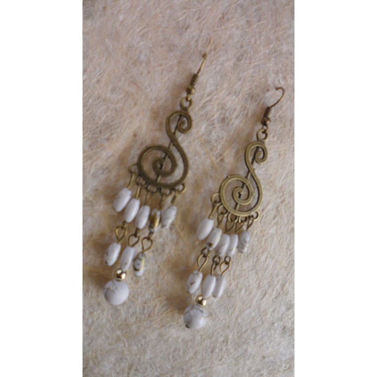 Pendants d'oreilles phelng blanc