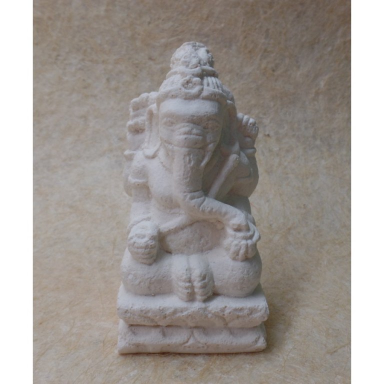 Statuette en pierre reconstituée Ganesh blanc