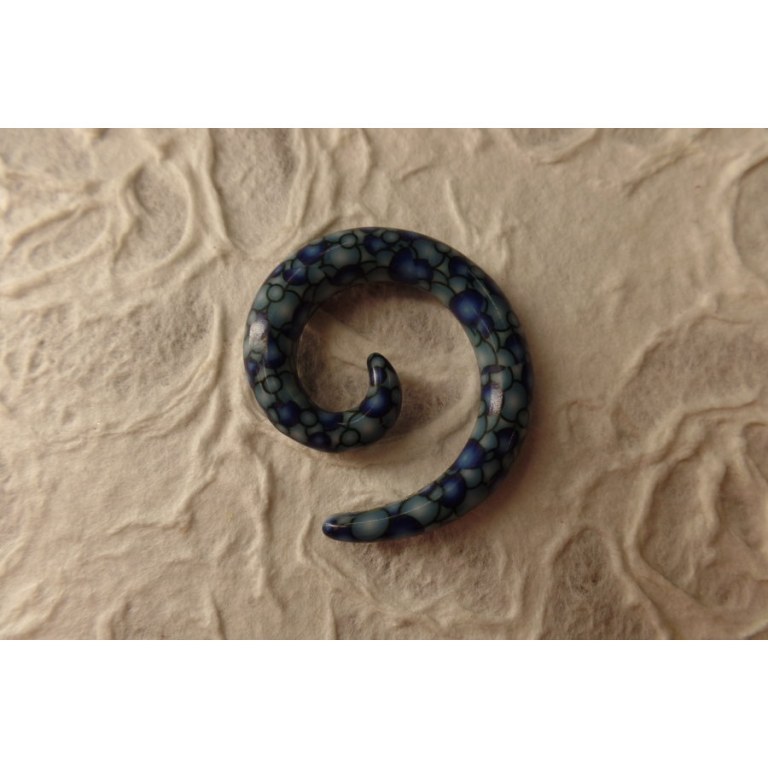 Elargisseur d'oreille spirale bleue