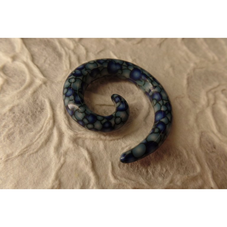 Elargisseur d'oreille spirale bleue