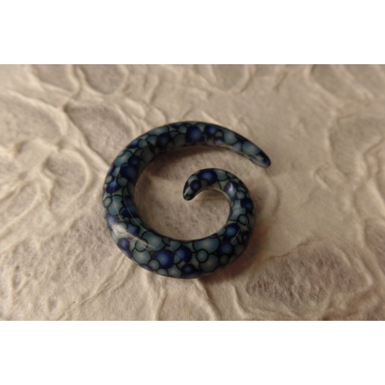 Elargisseur d'oreille spirale bleue