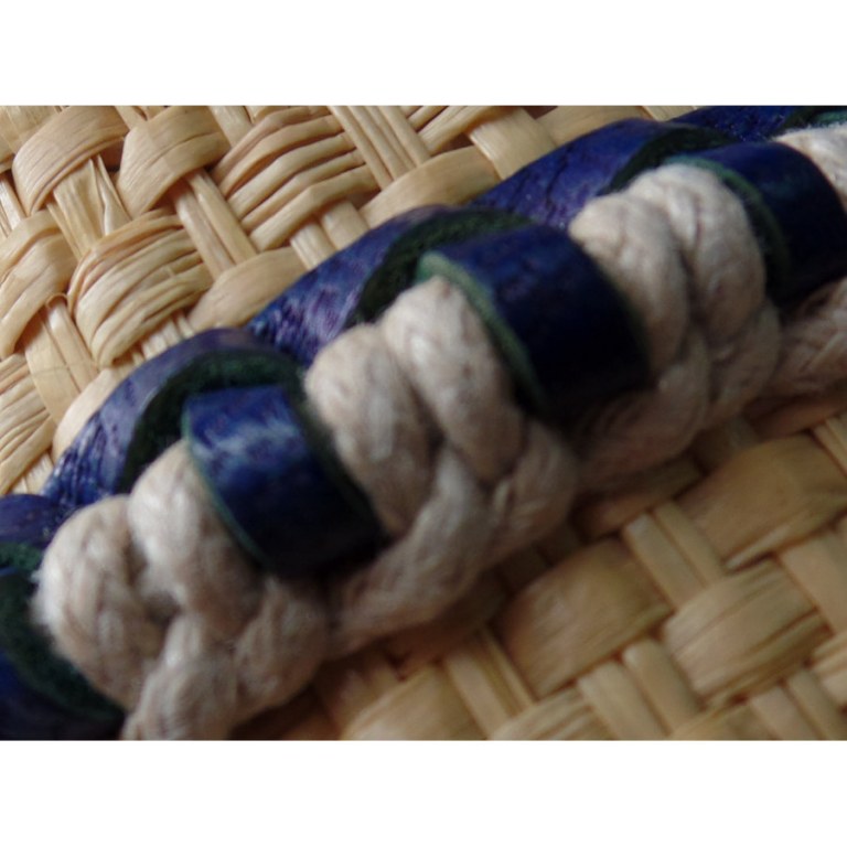 Bracelet Gili cuir bleu coton écru