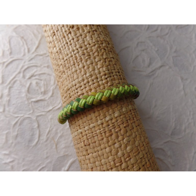 Bracelet Gili cuir vert coton vert fluo