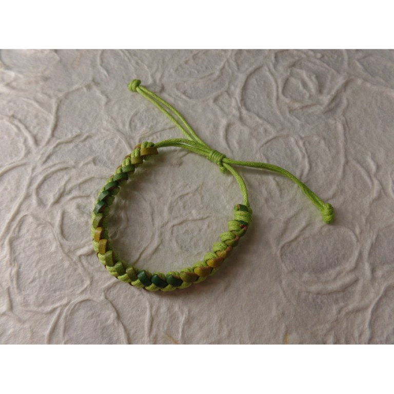 Bracelet Gili cuir vert coton vert fluo