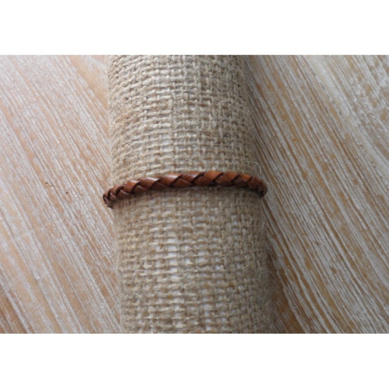 Bracelet cuir marron tressé