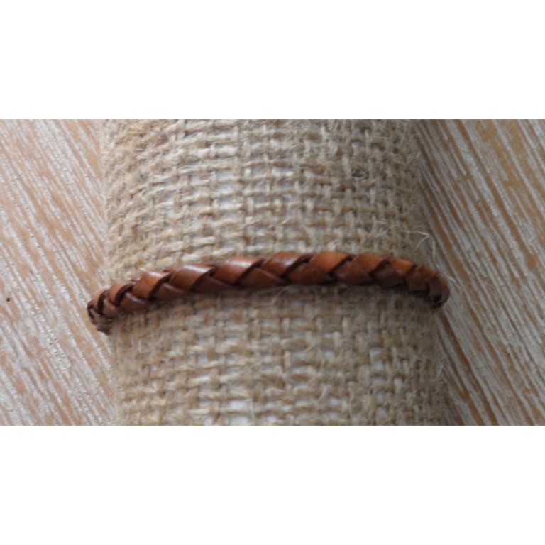 Bracelet cuir marron tressé