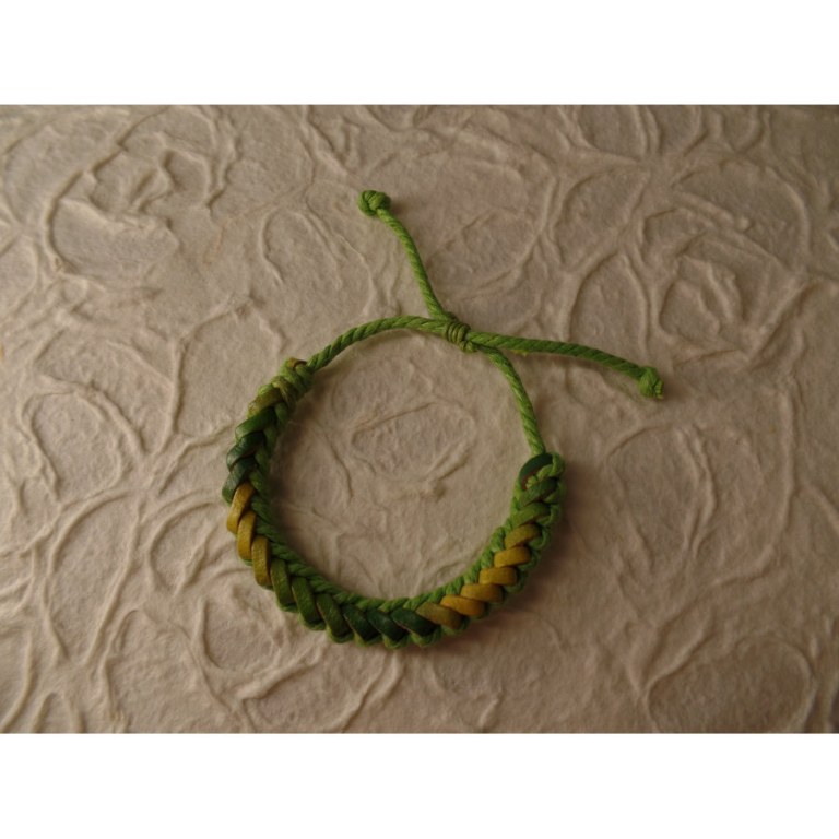 Bracelet Gili cuir vert coton vert