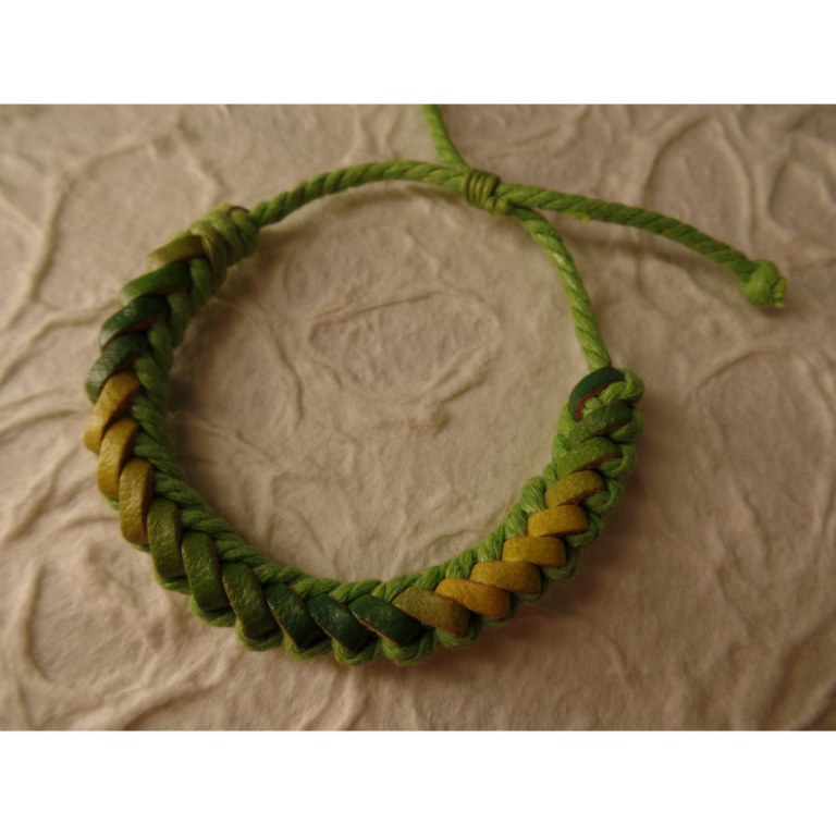 Bracelet Gili cuir vert coton vert